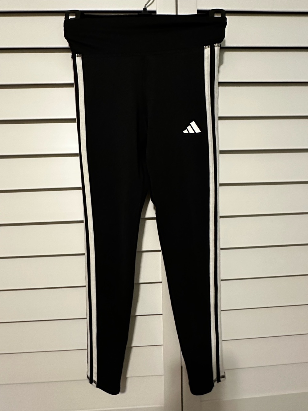 Adidas Girl Black Leggings with White Side Stripes